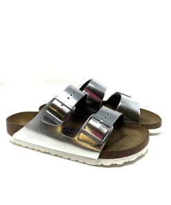 Ciabatte BIRKENSTOCK | Ciabatta Donna Doppia Fascia Metallic Silver