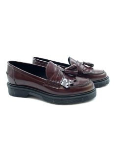 Mocassini IL LACCIO | Mocassino Donna Con Frangetta E Nappine Bordeaux