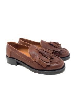 Mocassini IL LACCIO | Mocassino Donna Con Frange E Nappine Cognac