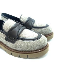 Mocassini IL LACCIO | Mocassino Donna In Lana Cotta Beige/T.Moro