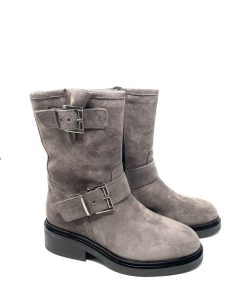 Biker IL LACCIO | Biker Donna In Camoscio Grigio395+Canna Di Fucile