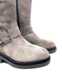 Biker IL LACCIO | Biker Donna In Camoscio Grigio395+Canna Di Fucile