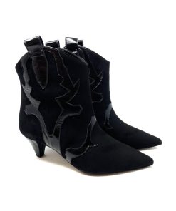 Tex Bassi MARC ELLIS | Texano Donna Con Ricami In Vernice Nero