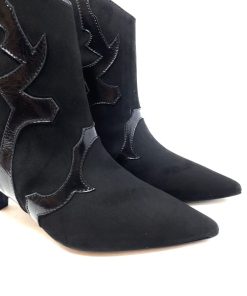 Tex Bassi MARC ELLIS | Texano Donna Con Ricami In Vernice Nero