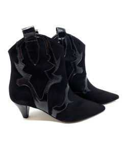 Tex Bassi MARC ELLIS | Texano Donna Con Ricami In Vernice Nero