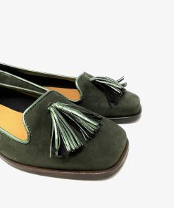 Mocassini IL LACCIO | Mocassino Donna Con Nappine Verde+Verde