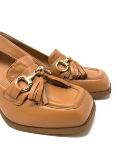 Mocassini IL LACCIO | Mocassino Donna Con Tacco, Nappine E Morsetto Camel